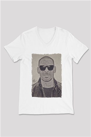 R.Kelly Beyaz Unisex V Yaka Tişört