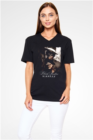 R.Kelly Siyah Unisex V Yaka Tişört