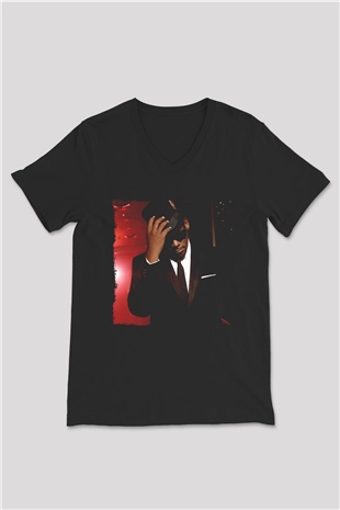 R.Kelly Siyah Unisex V Yaka Tişört