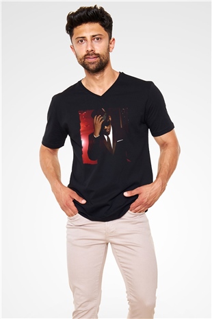 R.Kelly Siyah Unisex V Yaka Tişört