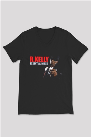R.Kelly Siyah Unisex V Yaka Tişört