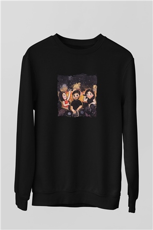 R3hab Baskılı Unisex Siyah Sweatshirt