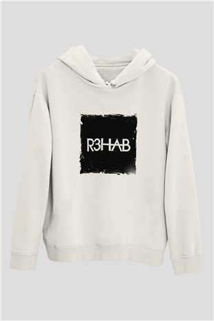R3habBaskılı Beyaz Hoodie