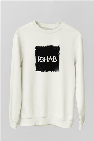 R3habBaskılı Beyaz Sweatshirt