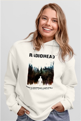 Radiohead Beyaz Unisex Kapşonlu Sweatshirt