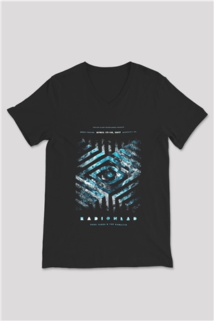 Radiohead Siyah Unisex V Yaka Tişört T-Shirt