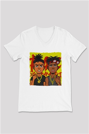 Rae Sremmurd Beyaz Unisex V Yaka Tişört