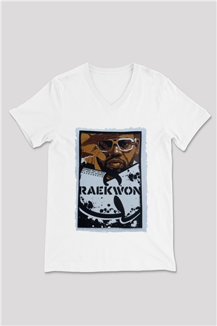 Raekwon Beyaz Unisex V Yaka Tişört