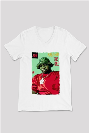 Raekwon Beyaz Unisex V Yaka Tişört