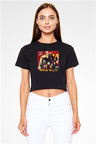 Raekwon Siyah  Crop Top Tişört