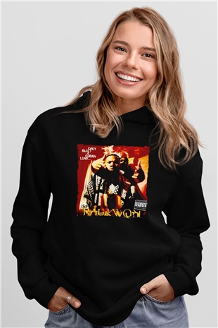 Raekwon Siyah Unisex Kapüşonlu Sweatshirt