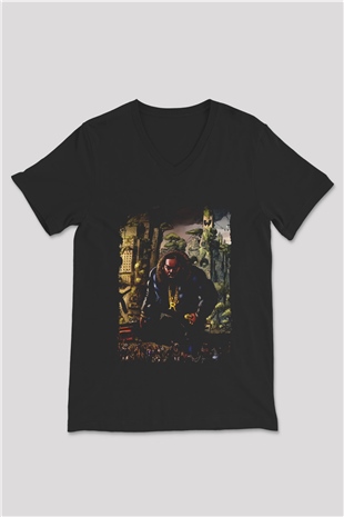 Raekwon Siyah Unisex V Yaka Tişört