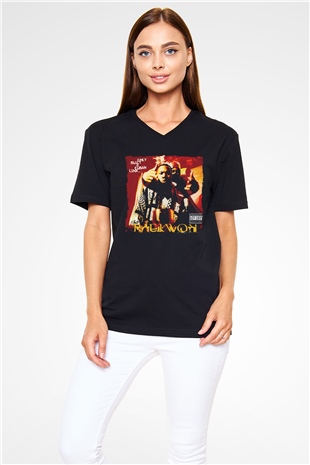 Raekwon Siyah Unisex V Yaka Tişört