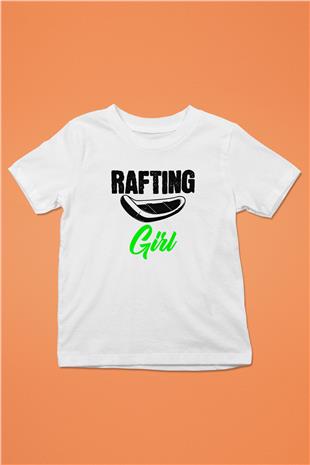 Rafting Baskılı Unisex Beyaz Çocuk Tişört - Tshirt