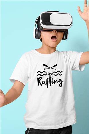Rafting Baskılı Unisex Beyaz Çocuk Tişört - Tshirt