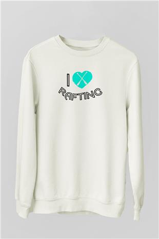 Rafting Baskılı Unisex Ekru Sweatshirt