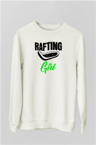 Rafting Baskılı Unisex Ekru Sweatshirt