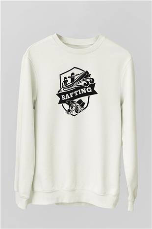 Rafting Baskılı Unisex Ekru Sweatshirt