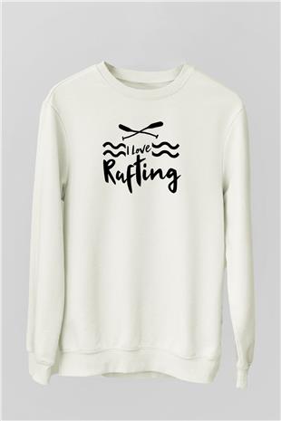 Rafting Baskılı Unisex Ekru Sweatshirt