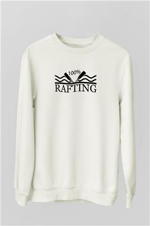 Rafting Baskılı Unisex Ekru Sweatshirt