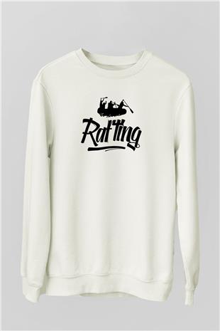 Rafting Baskılı Unisex Ekru Sweatshirt