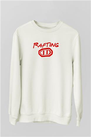 Rafting Baskılı Unisex Ekru Sweatshirt