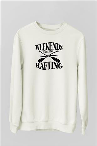 Rafting Baskılı Unisex Ekru Sweatshirt
