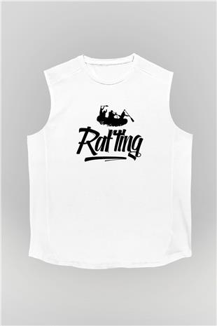 Rafting Baskılı Unisex Kolsuz Beyaz Tişört