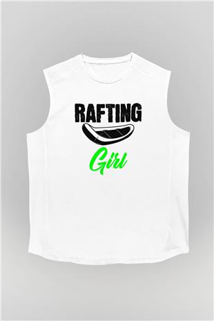 Rafting Baskılı Unisex Kolsuz Beyaz Tişört