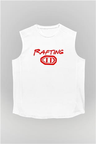 Rafting Baskılı Unisex Kolsuz Beyaz Tişört