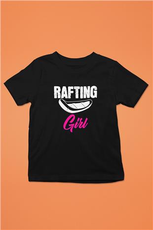 Rafting Baskılı Unisex Siyah Çocuk Tİşörtü - Tshirt