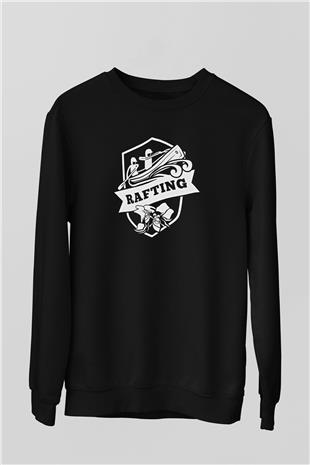 Rafting Baskılı Unisex Siyah Sweatshirt