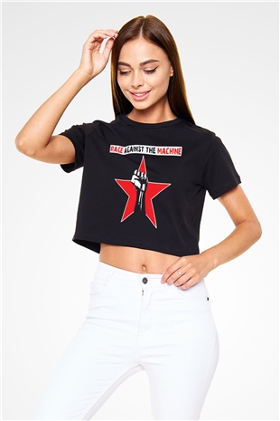 Rage Against the Machine Siyah Crop Top Tişört