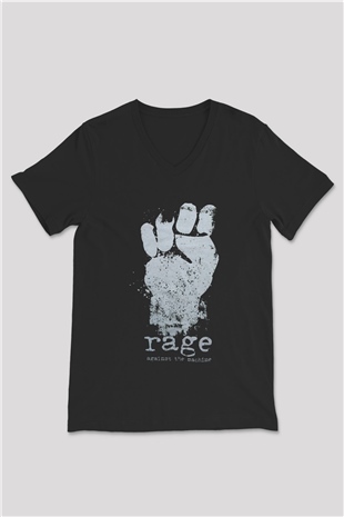 Rage Against the Machine Siyah Unisex V Yaka Tişört T-Shirt