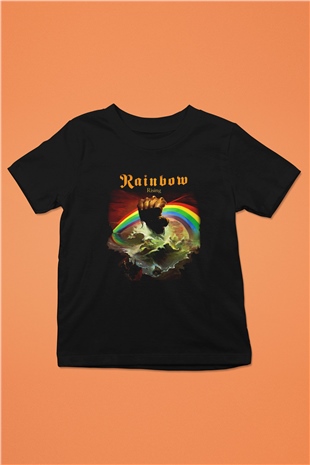 Rainbow Baskılı Siyah Unisex Çocuk Tişört