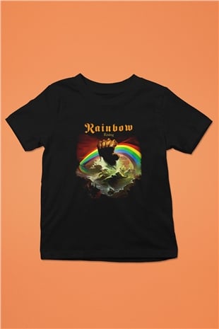 Rainbow Baskılı Siyah Unisex Çocuk Tişört