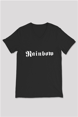 Rainbow Siyah Unisex V Yaka Tişört T-Shirt
