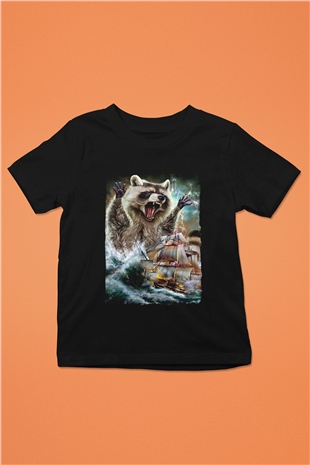 Rakun Siyah Unisex Çocuk Tişört