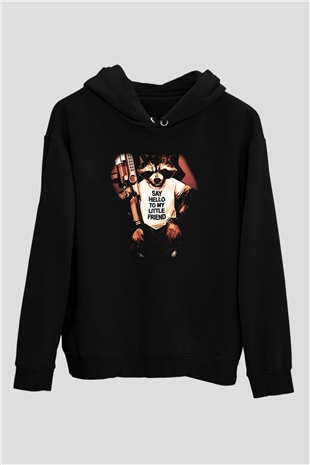 Rakun Siyah Unisex Hoodie