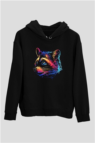 Rakun Siyah Unisex Hoodie