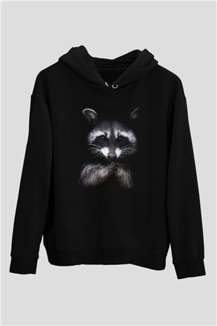 Rakun Siyah Unisex Hoodie