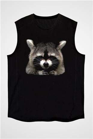 Rakun Siyah Unisex Kolsuz Tişört