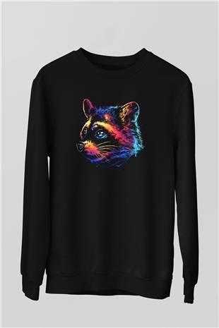 Rakun Siyah Unisex Sweatshirt