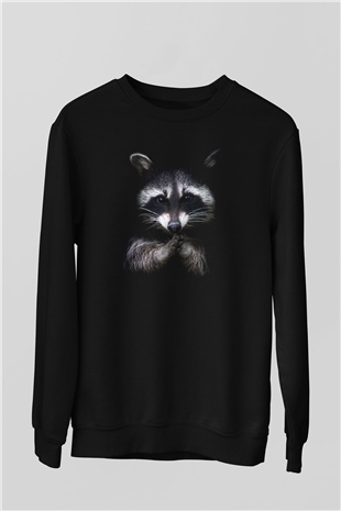 Rakun Siyah Unisex Sweatshirt