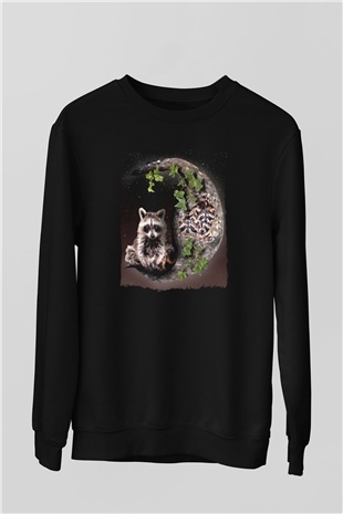 Rakun Siyah Unisex Sweatshirt