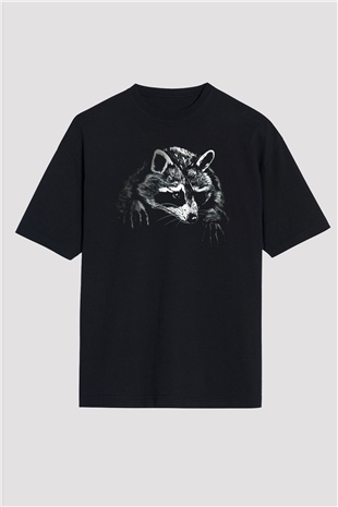 Rakun Siyah Oversize Tişört Oversize T-shirt - TişörtFabrikası