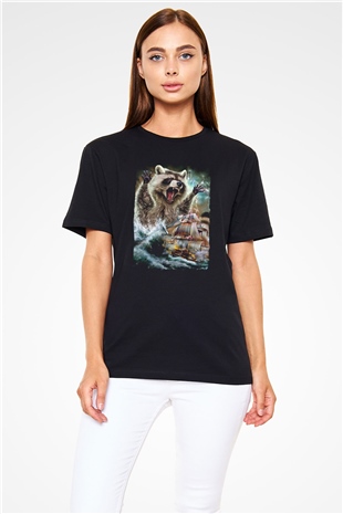 Rakun Siyah Unisex Tişört T-Shirt - TişörtFabrikası