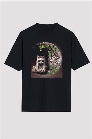Rakun Siyah Oversize Tişört Oversize T-shirt - TişörtFabrikası