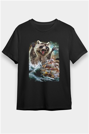 Rakun Siyah Unisex Tişört T-Shirt - TişörtFabrikası