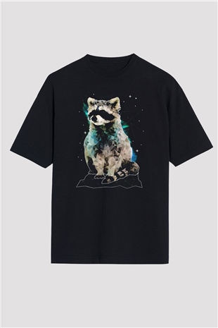 Rakun Siyah Oversize Tişört Oversize T-shirt - TişörtFabrikası
